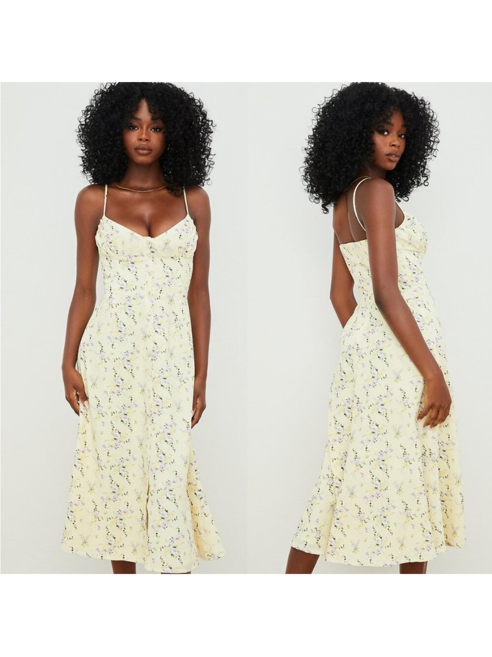 House of CB Annabel Lemon Floral Midi Dress - Picture 4 of 5